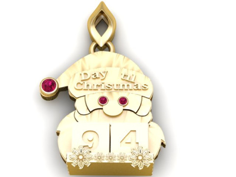 Santa Countdown Christmas Pendant Festive 3D Printable Jewelry Model 3D Print Model