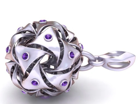 Infinity Knot Sphere Pendant Interwoven Gemstone 3D Printable Jewelry Model 3D Print Model
