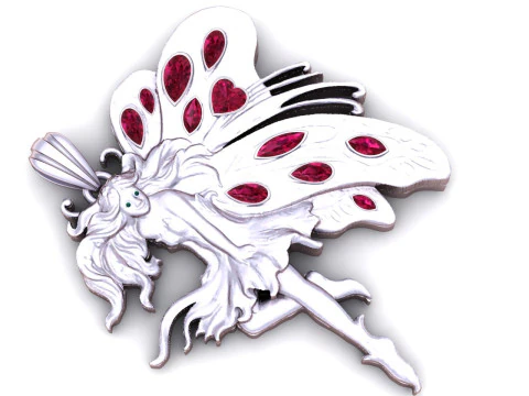 Celestial Fairy Wing Pendant Gemstone Inlay Fantasy 3D Printable Jewelry Model 3D Print Model