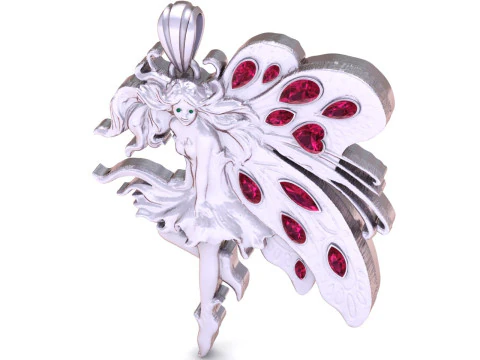 Celestial Fairy Wing Pendant Gemstone Inlay Fantasy 3D Printable Jewelry Model 3D Print Model