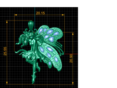 Celestial Fairy Wing Pendant Gemstone Inlay Fantasy 3D Printable Jewelry Model 3D Print Model