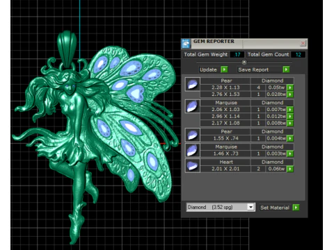 Celestial Fairy Wing Pendant Gemstone Inlay Fantasy 3D Printable Jewelry Model 3D Print Model