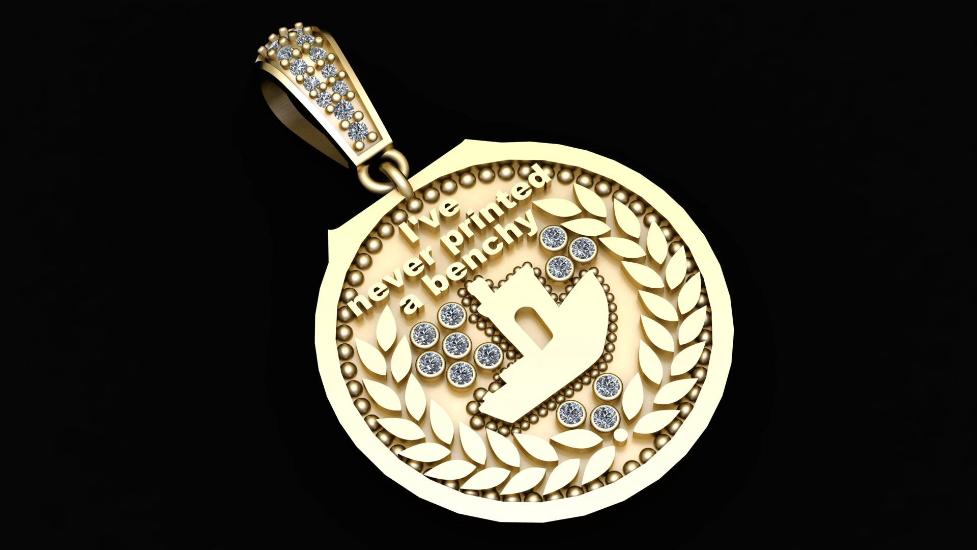 Never Live a Borrowed Benchy Luxury Nautical Emblem Pendant 3D Print Model .c4d .max .obj .3ds .fbx .stl .blend