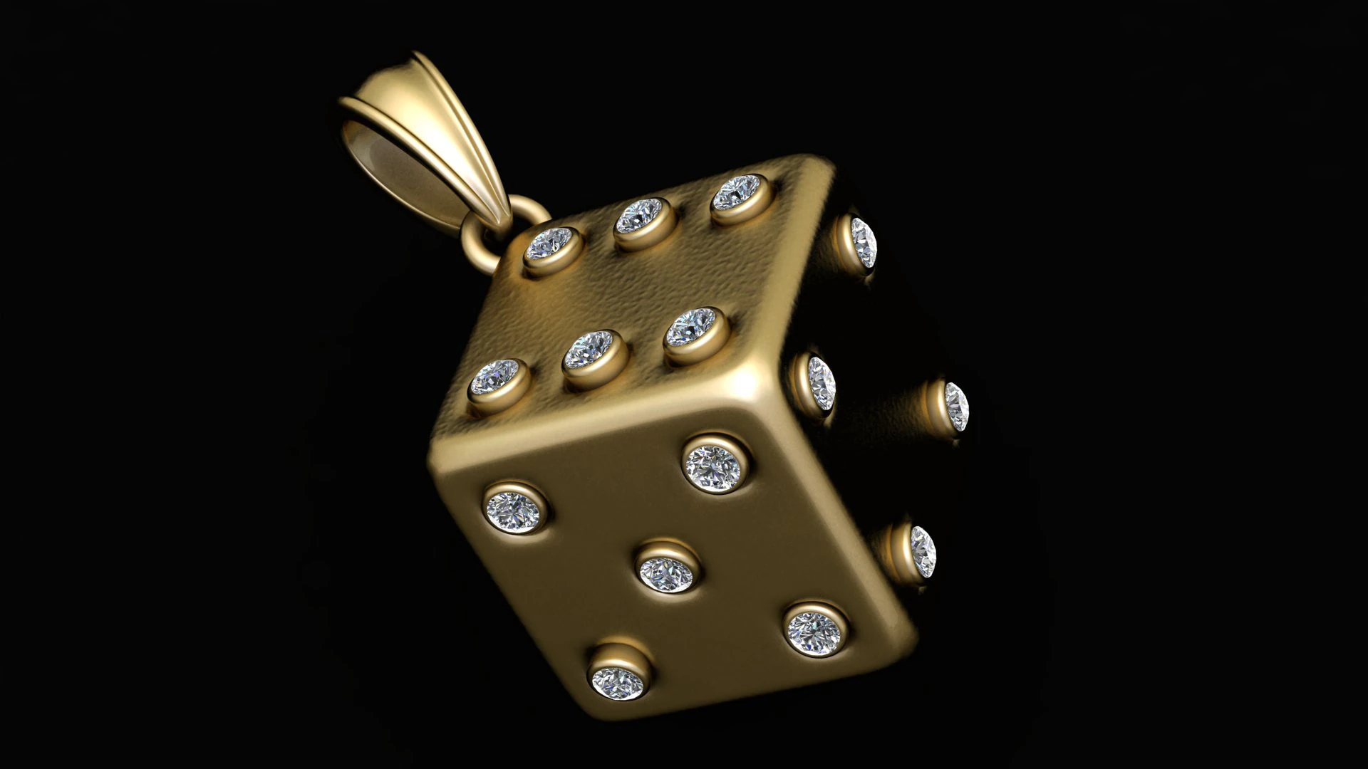 Diamond Dice Fortune Pendant 3D Print Model .c4d .max .obj .3ds .fbx .stl .blend 