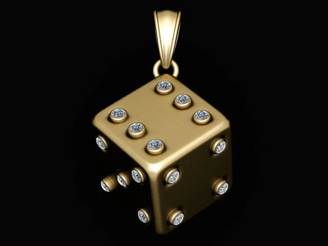 Diamond Dice Fortune Pendant 3D Print Model