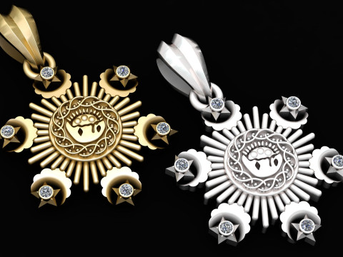 Celestial Sun Sigil Diamond Pendant 3D Print Model