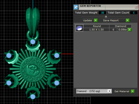 Celestial Sun Sigil Diamond Pendant 3D Print Model