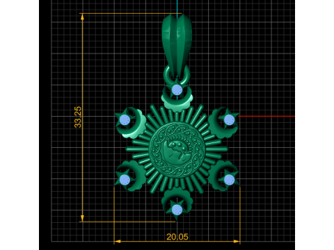 Celestial Sun Sigil Diamond Pendant 3D Print Model
