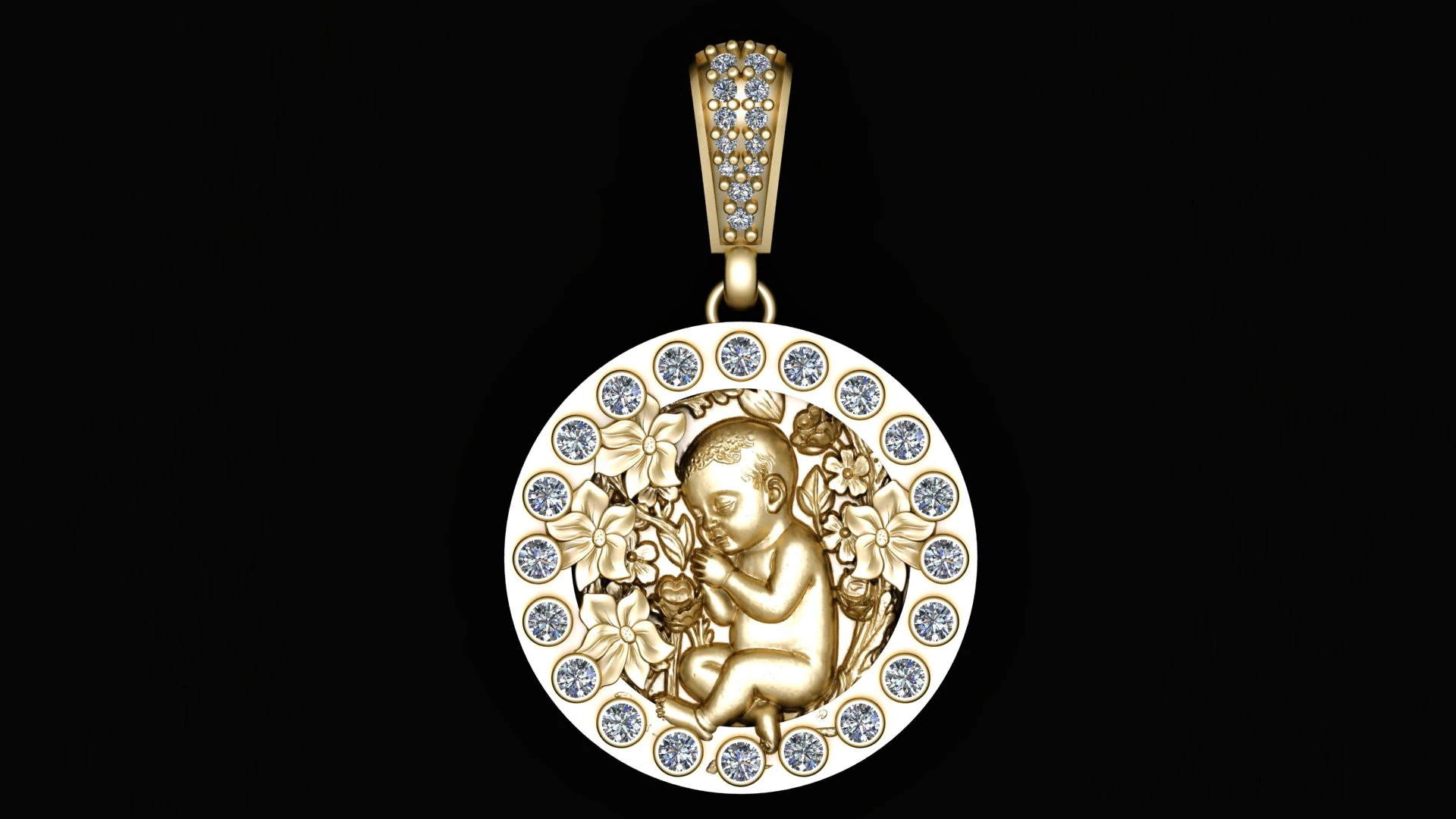 Divine Child Blossom Halo Pendant 3D Print Model .c4d .max .obj .3ds .fbx .stl .blend 