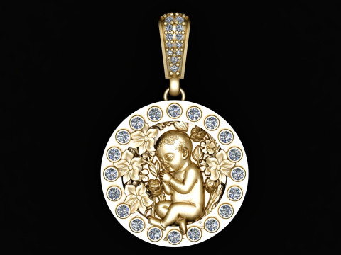 Divine Child Blossom Halo Pendant 3D Print Model