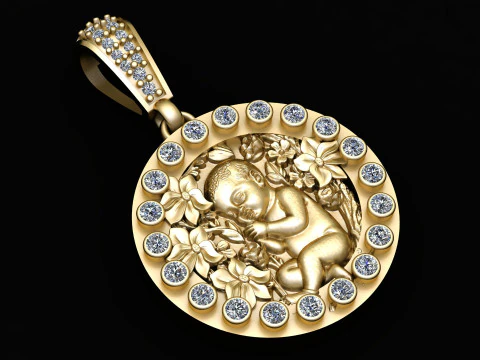Divine Child Blossom Halo Pendant 3D Print Model