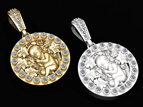 Divine Child Blossom Halo Pendant 3D Print Model