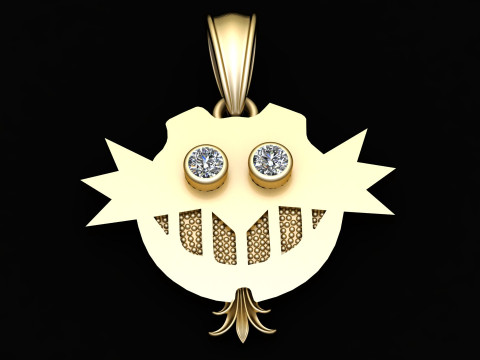Diamond Owl Smile Pendant 3D Print Model