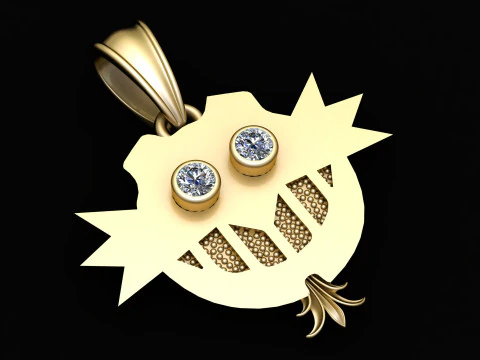 Diamond Owl Smile Pendant 3D Print Model