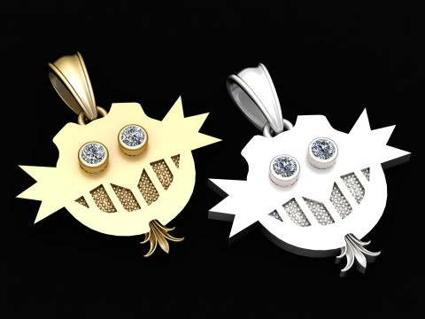 Diamond Owl Smile Pendant 3D Print Model