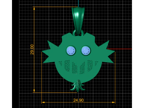 Diamond Owl Smile Pendant 3D Print Model