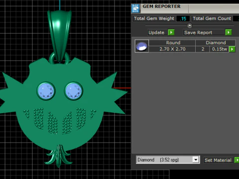Diamond Owl Smile Pendant 3D Print Model