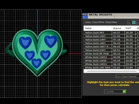 Emerald Heart Cascade Ring Luxury Gold Ring with Green Heart Gemstones 3D Print Model