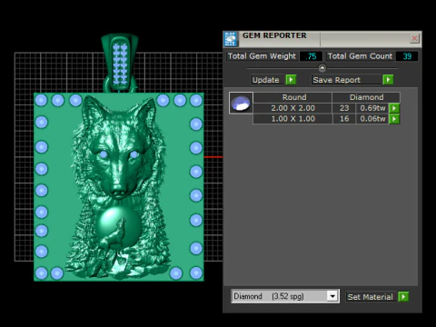 Lunar Guardian Wolf Pendant Diamond-Accented Gold Power Totem 3D Print Model