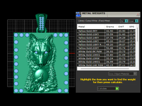 Lunar Guardian Wolf Pendant Diamond-Accented Gold Power Totem 3D Print Model