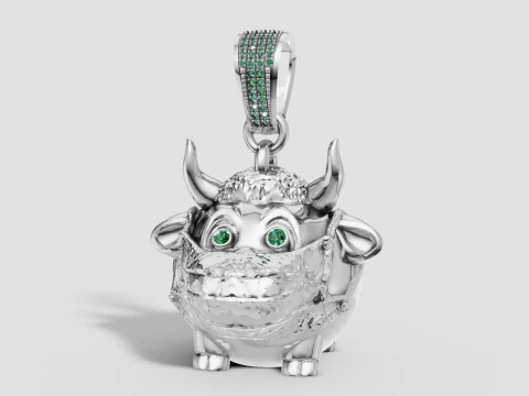 Кулон із смарагдовим охоронцем і милим розкішним золотим персонажем 3D Принт Модель