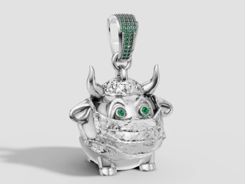 Кулон із смарагдовим охоронцем і милим розкішним золотим персонажем 3D Принт Модель