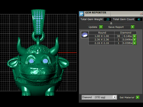 Кулон із смарагдовим охоронцем і милим розкішним золотим персонажем 3D Принт Модель