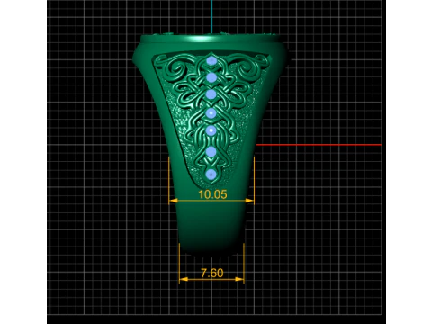 St. Georg der Drachent&ouml;ter-Ring, imperiales Goldsiegel mit Smaragdakzenten 3D Druckmodell