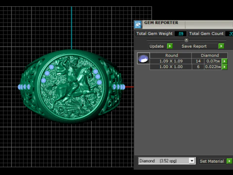 St. Georg der Drachent&ouml;ter-Ring, imperiales Goldsiegel mit Smaragdakzenten 3D Druckmodell