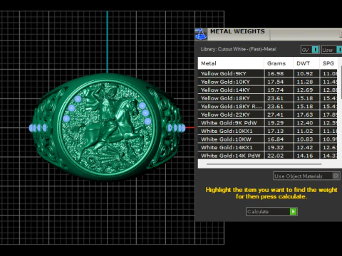 St. Georg der Drachent&ouml;ter-Ring, imperiales Goldsiegel mit Smaragdakzenten 3D Druckmodell