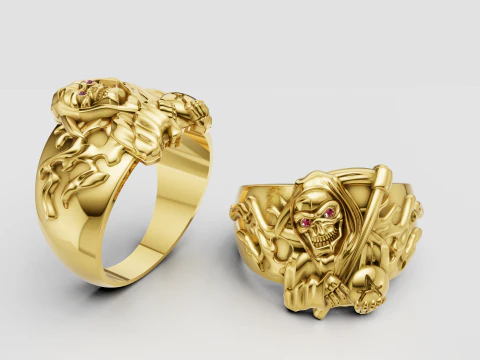 क्रिमसन-आइड लायन किंग रिंग रॉयल गोल्ड पावर सिग्नेट 3D प्रिंट मॉडल