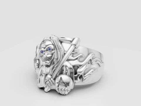Crimson-Eyed Lion King Ring Royal Gold Power Signet 3D Print Model