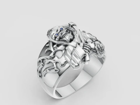 Crimson-Eyed Lion King Ring Royal Gold Power Signet 3D Print Model