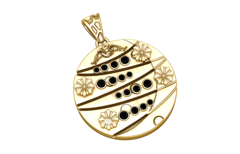 Elegant Floral Disc Pendant 3D Print Model .c4d .max .obj .3ds .fbx .stl .blend 