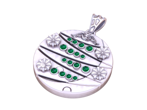 Elegant Floral Disc Pendant 3D Print Model