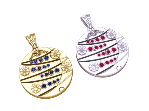 Elegant Floral Disc Pendant 3D Print Model