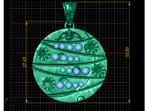 Elegant Floral Disc Pendant 3D Print Model