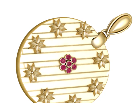 Pendentif disque d&rsquo;or floral Modèles 3D en vedette