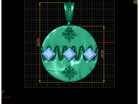Royal Blue Square Gem Disc Pendant 3D Print Model