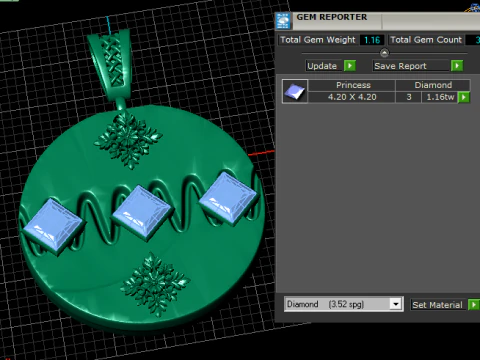 Royal Blue Square Gem Disc Pendant 3D Print Model