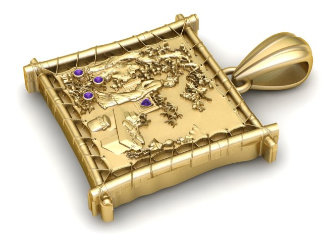 Antique Scroll Relief Pendant 3D Print Model .c4d .max .obj .3ds .fbx .stl .blend