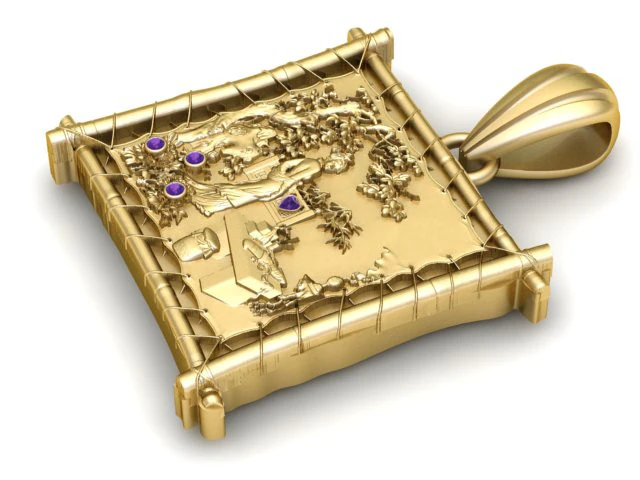 Antique Scroll Relief Pendant 3D Print Model .c4d .max .obj .3ds .fbx .stl .blend 