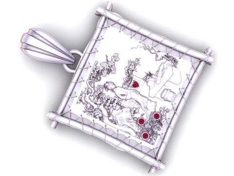 Antique Scroll Relief Pendant 3D Print Model