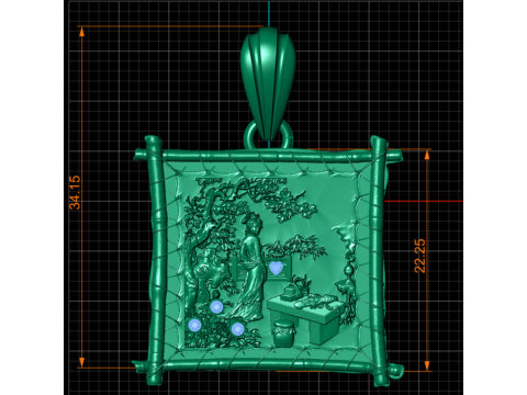 Antique Scroll Relief Pendant 3D Print Model
