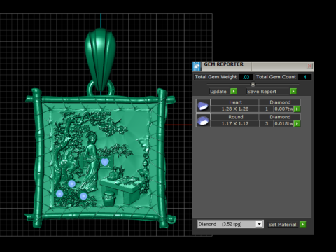Antique Scroll Relief Pendant 3D Print Model
