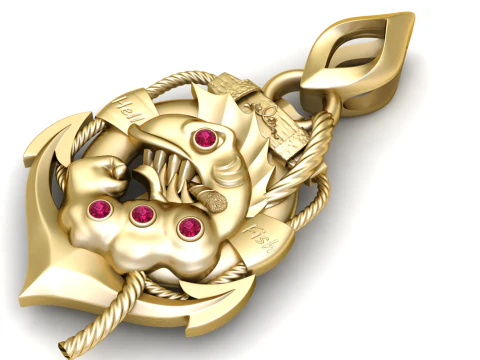 Wisiorek z emblematem dzikiej ryby Model do druku 3D