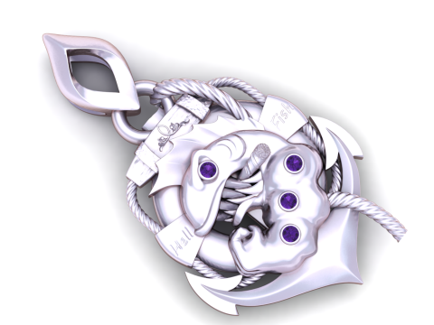Fierce Fish Emblem Pendant 3D Print Model