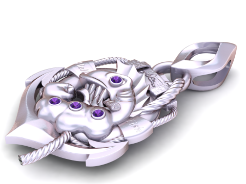 Fierce Fish Emblem Pendant 3D Print Model