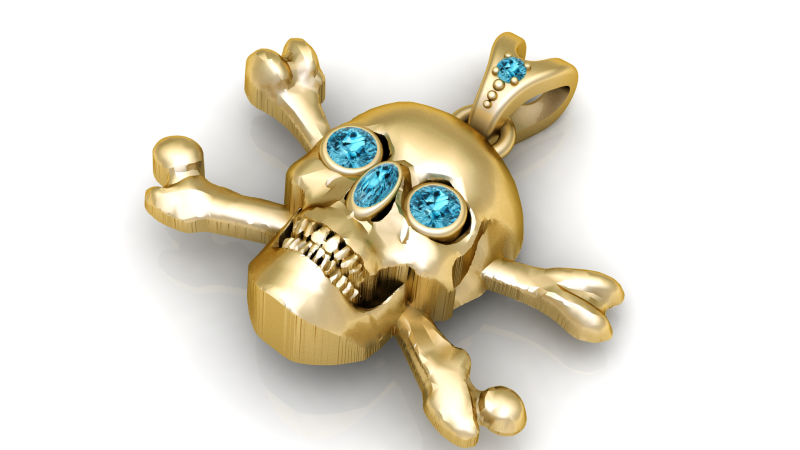 Skull Crossbones Pendant 3D Print Model .c4d .max .obj .3ds .fbx .stl .blend