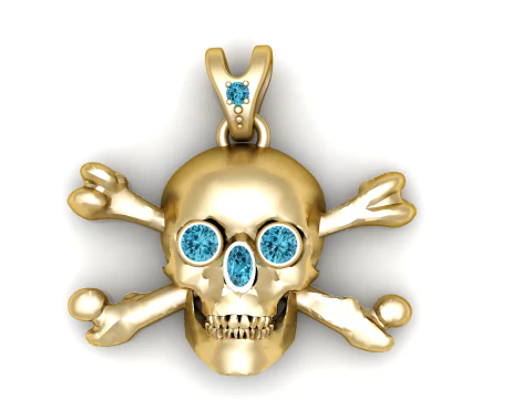 Totenkopf-Anh&auml;nger mit gekreuzten Knochen 3D Druckmodell